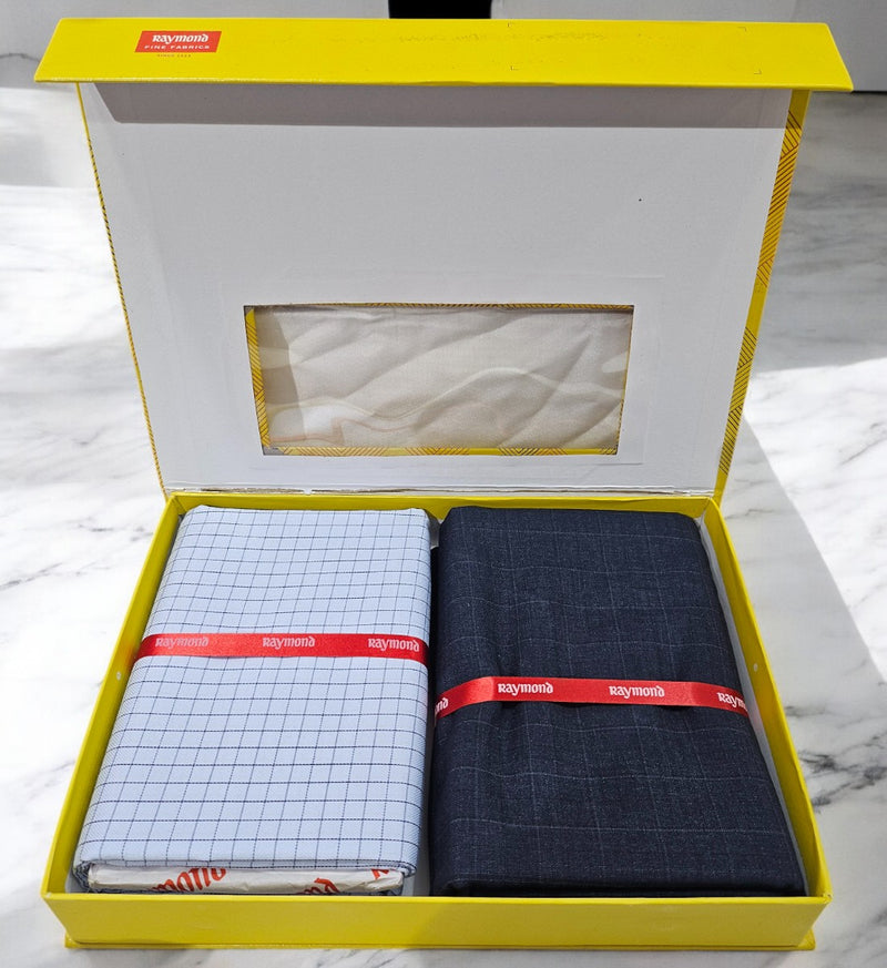 Raymond  Unstitched Cotton  Checkered Shirt & Trouser Fabric