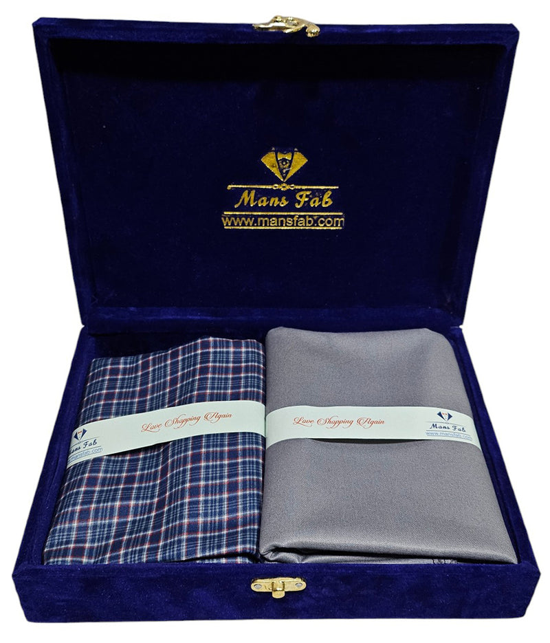 Manfabs Unstitched Cotton Checkered Shirt & Trouser Fabric