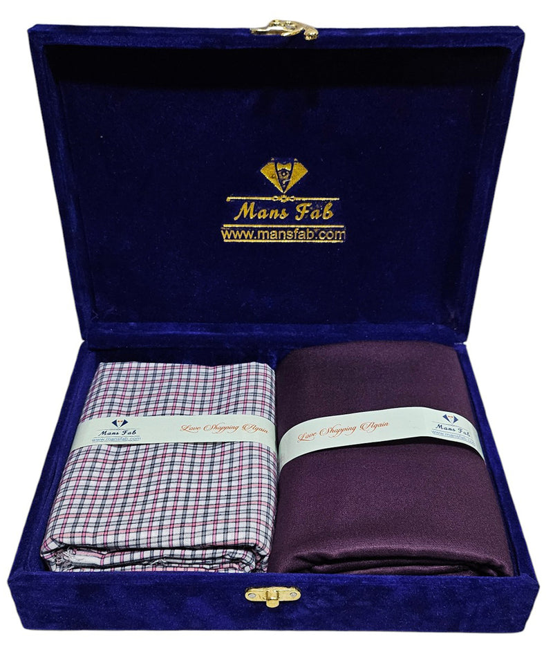 Manfabs Unstitched Cotton Checkered Shirt & Trouser Fabric