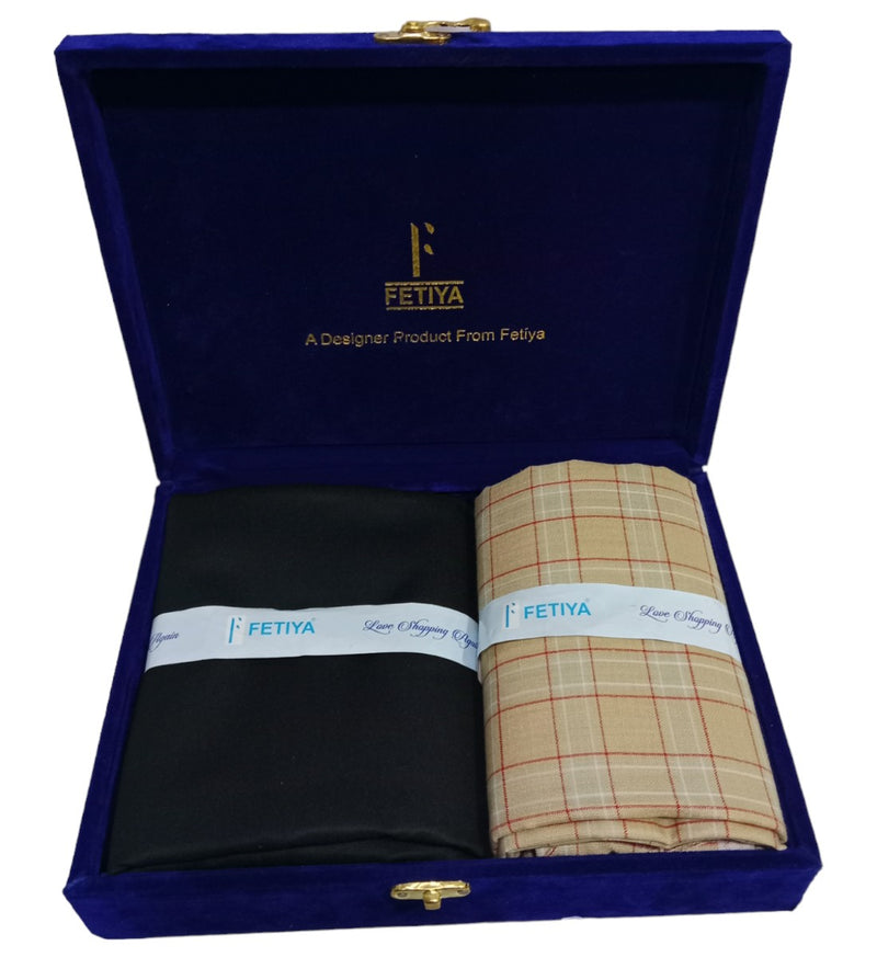 Fetiya Unstitched Cotton Checkered Shirt & Trouser Fabric