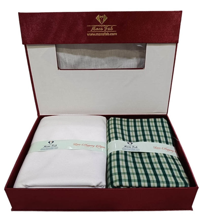 Mansfab Unstitched Cotton Checkered Shirt & Trouser Fabric