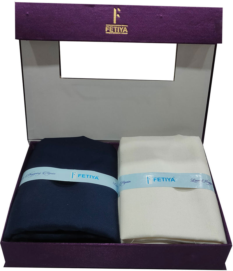 Fetiya Trendz Cotton Blend Solid Shirt & Trouser Fabric