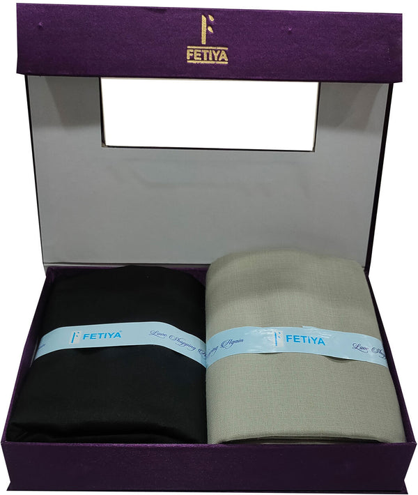 Fetiya Trendz Cotton Blend Solid Shirt & Trouser Fabric