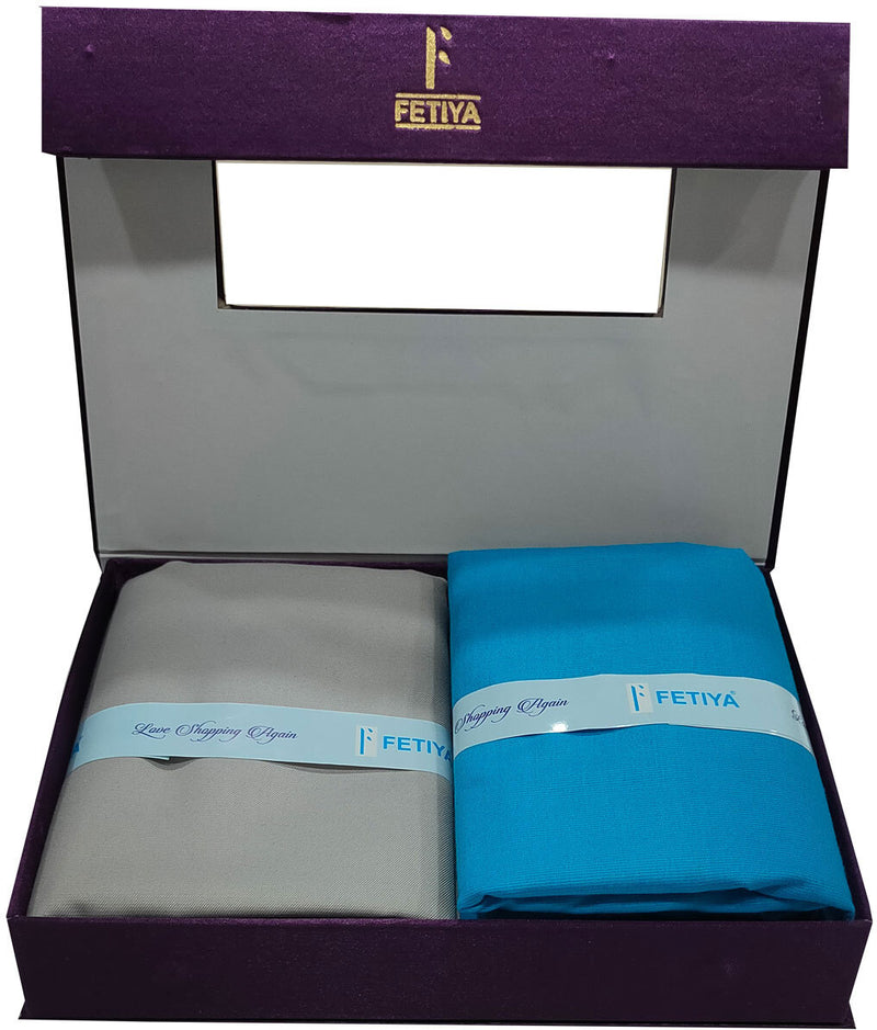 Fetiya Trendz Cotton Blend Solid Shirt & Trouser Fabric