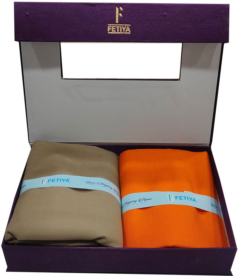 Fetiya Trendz Cotton Blend Solid Shirt & Trouser Fabric