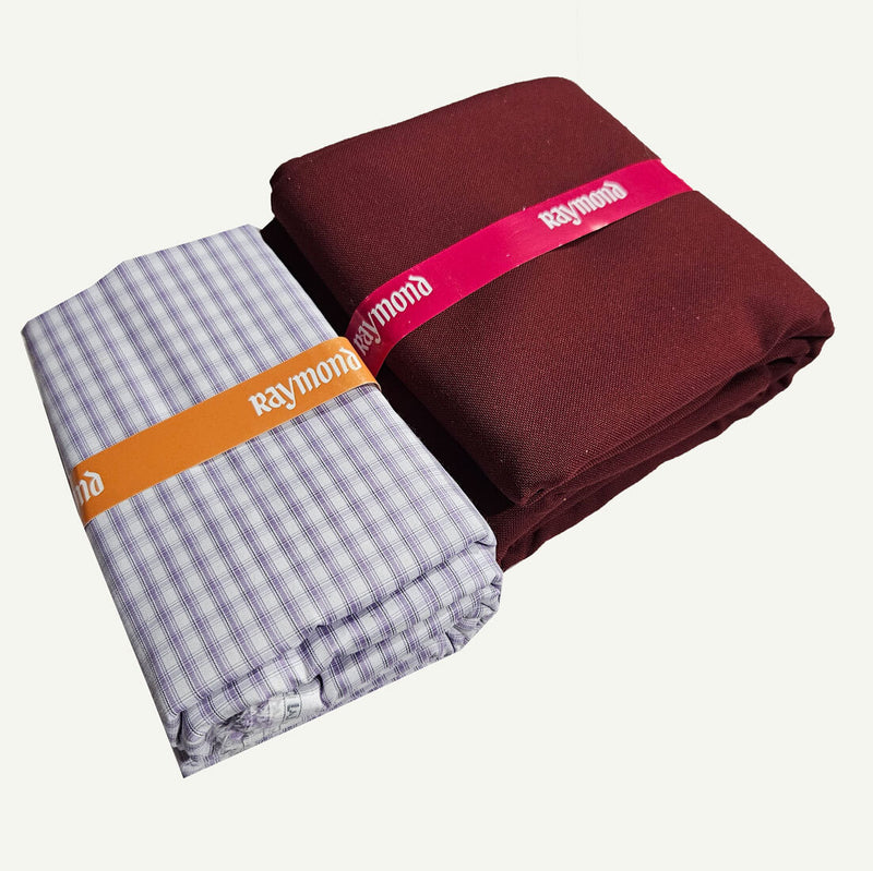 Raymond Cotton Blend Solid, Checkered Shirt & Trouser Fabric