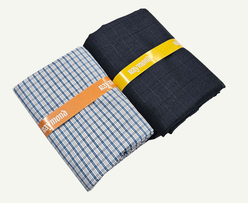 Raymond Cotton Blend Solid, Checkered Shirt & Trouser Fabric