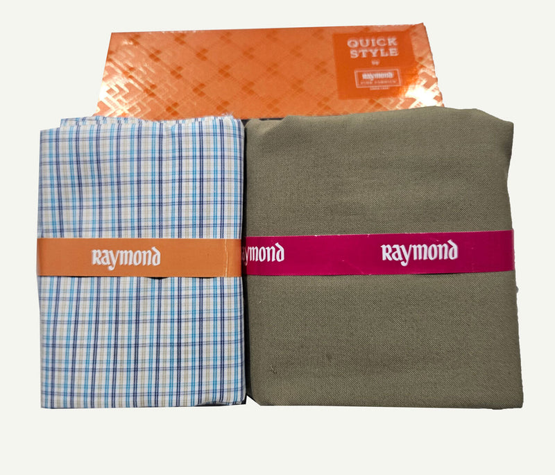 Raymond Cotton Blend Solid, Checkered Shirt & Trouser Fabric