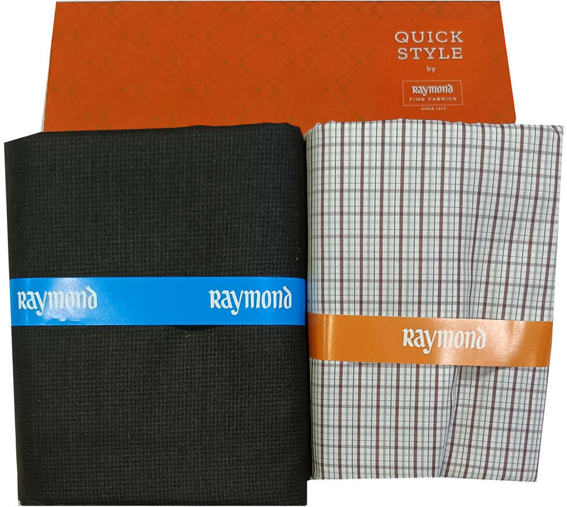 Raymond Cotton Blend Solid, Checkered Shirt & Trouser Fabric