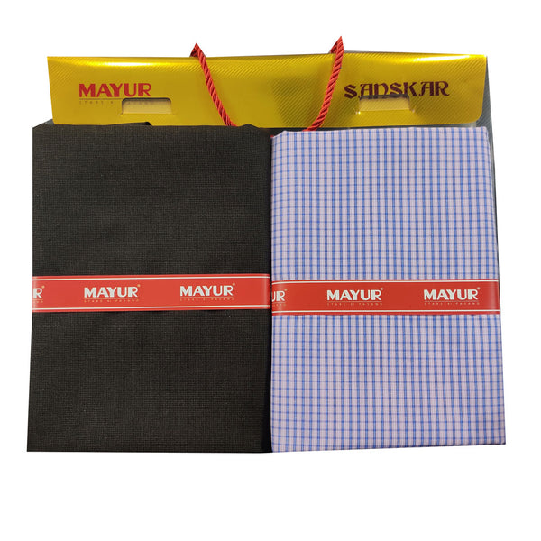 MAYUR Unstitched Pure Cotton Checkered Shirt & Trouser Fabric.