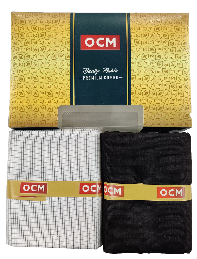 OCM  Unstitched Cotton Shirt & Trouser Fabric Checkered