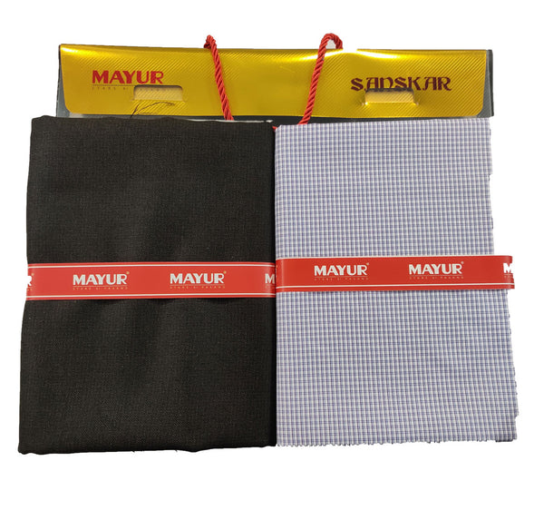 MAYUR Unstitched Pure Cotton Checkered Shirt & Trouser Fabric.