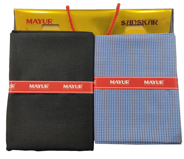 MAYUR Unstitched Pure Cotton Checkered Shirt & Trouser Fabric.