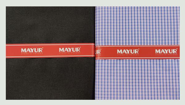 MAYUR Unstitched Pure Cotton Checkered Shirt & Trouser Fabric.