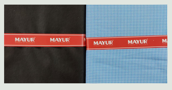 MAYUR Unstitched Pure Cotton Checkered Shirt & Trouser Fabric.