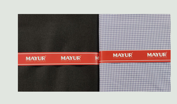 MAYUR Unstitched Pure Cotton Checkered Shirt & Trouser Fabric.