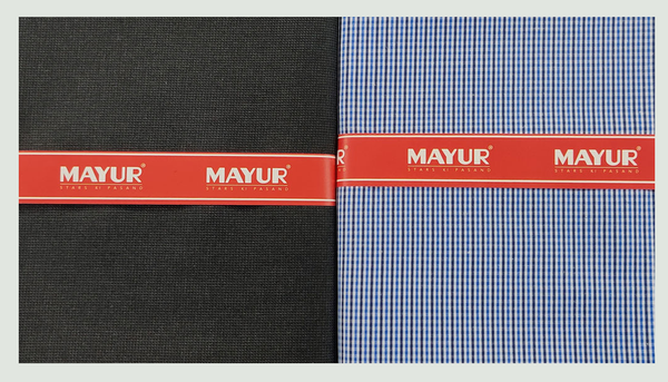 MAYUR Unstitched Pure Cotton Checkered Shirt & Trouser Fabric.