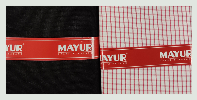 MAYUR Unstitched Pure Cotton Checkered Shirt & Trouser Fabric Solid.