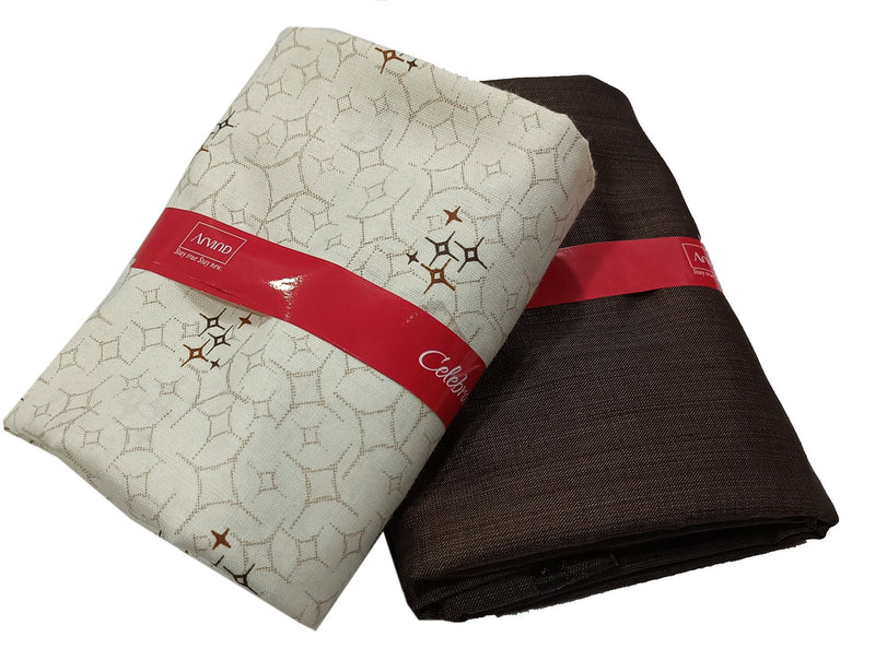 Arvind  Unstitched Polycotton Shirt & Trouser Fabric Printed