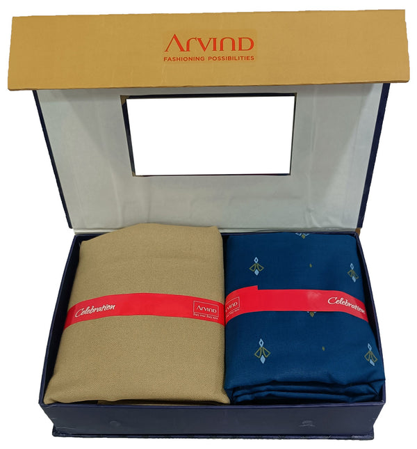 Arvind Unstitched Cotton Blend Shirt & Trouser Fabric Printed-020