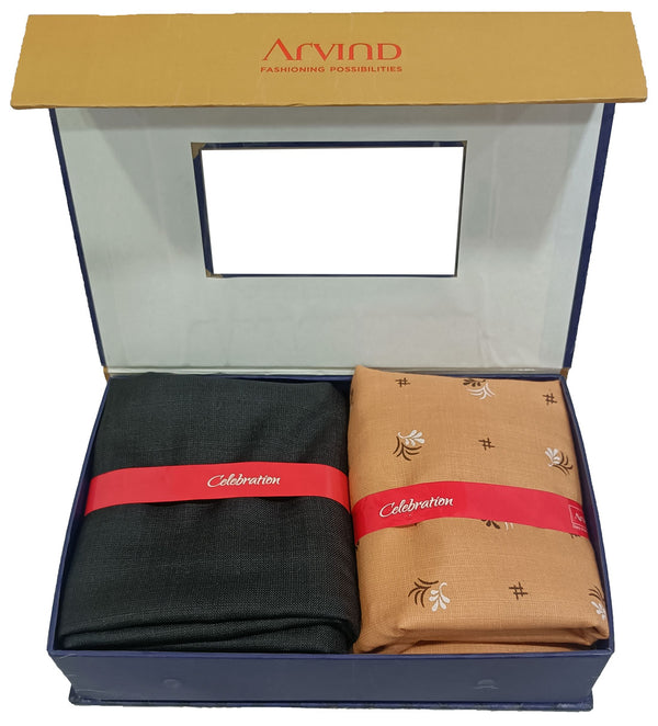 Arvind Unstitched Cotton Blend Shirt & Trouser Fabric Printed-025