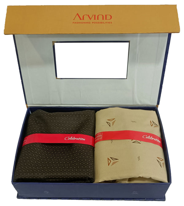 Arvind Unstitched Cotton Blend Shirt & Trouser Fabric Printed-027