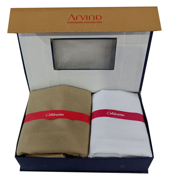 Arvind Unstitched Cotton Blend Shirt & Trouser Fabric Solid-029