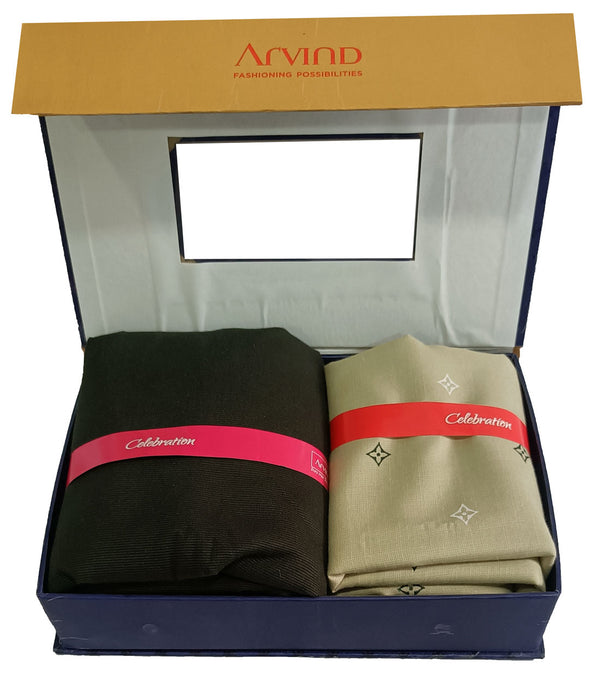 Arvind Unstitched Cotton Blend Shirt & Trouser Fabric Printed-034