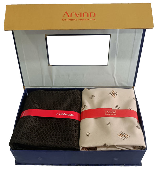 Arvind Unstitched Cotton Blend Shirt & Trouser Fabric Printed-037