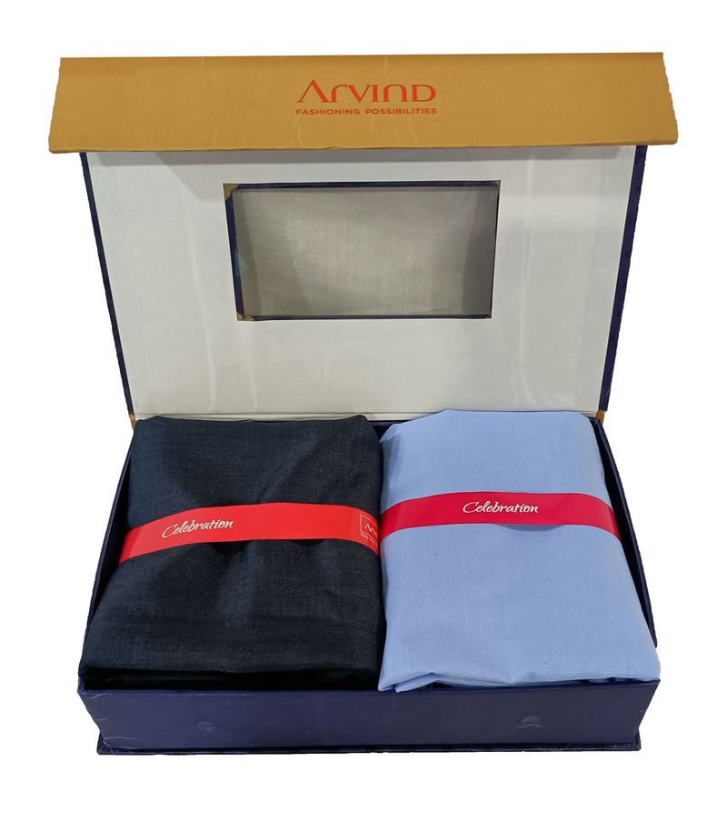 Arvind Unstitched Cotton Blend Shirt & Trouser Fabric Solid-039