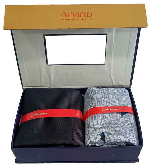 Arvind Unstitched Cotton Blend Shirt & Trouser Fabric Printed-039