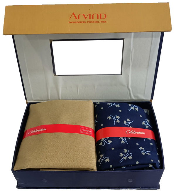 Arvind Unstitched Cotton Blend Shirt & Trouser Fabric Printed-041