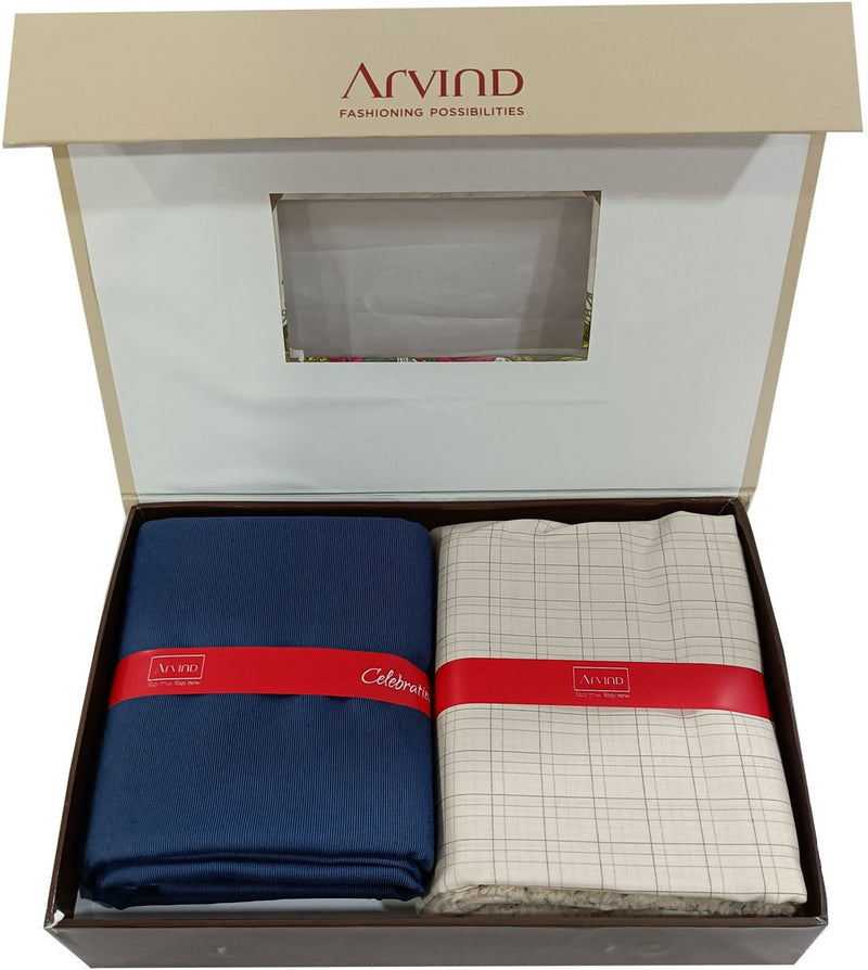 Arvind Cotton Blend Checkered Shirt & Trouser Fabric