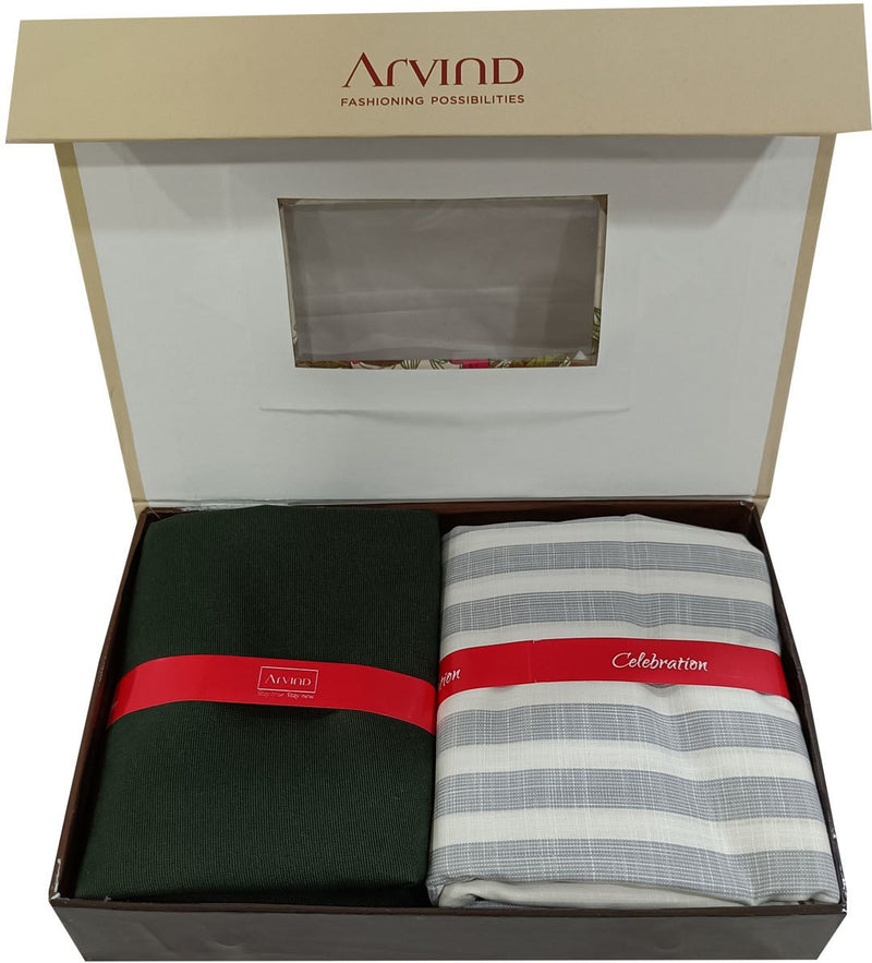 Arvind Cotton Blend Checkered Shirt & Trouser Fabric