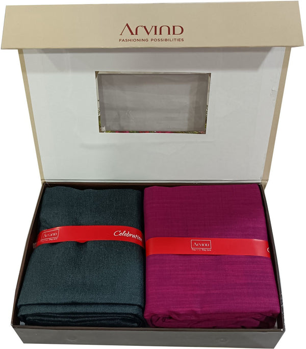 Arvind Cotton Blend Solid Shirt & Trouser Fabric