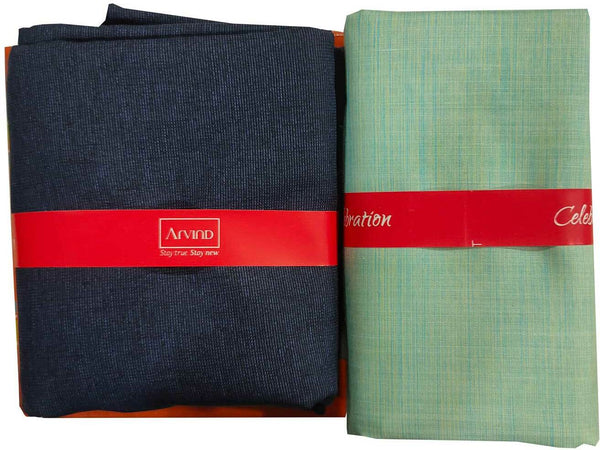 Arvind Cotton Blend Self Design Shirt & TrouserFabric